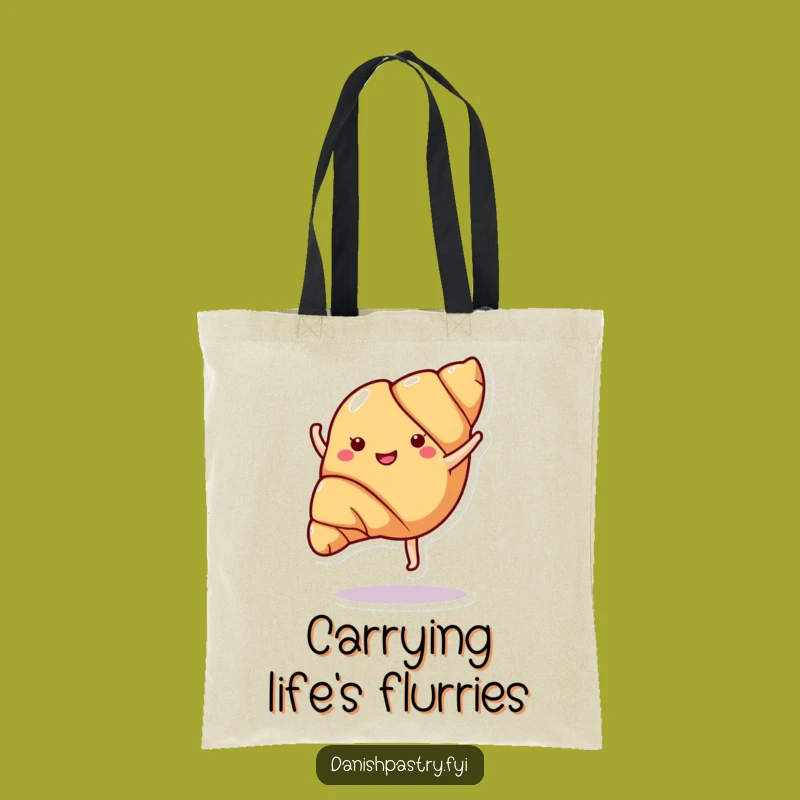 Funny Croissant Cartwheel Tote Bag - Carry Your Laughs & Treats!