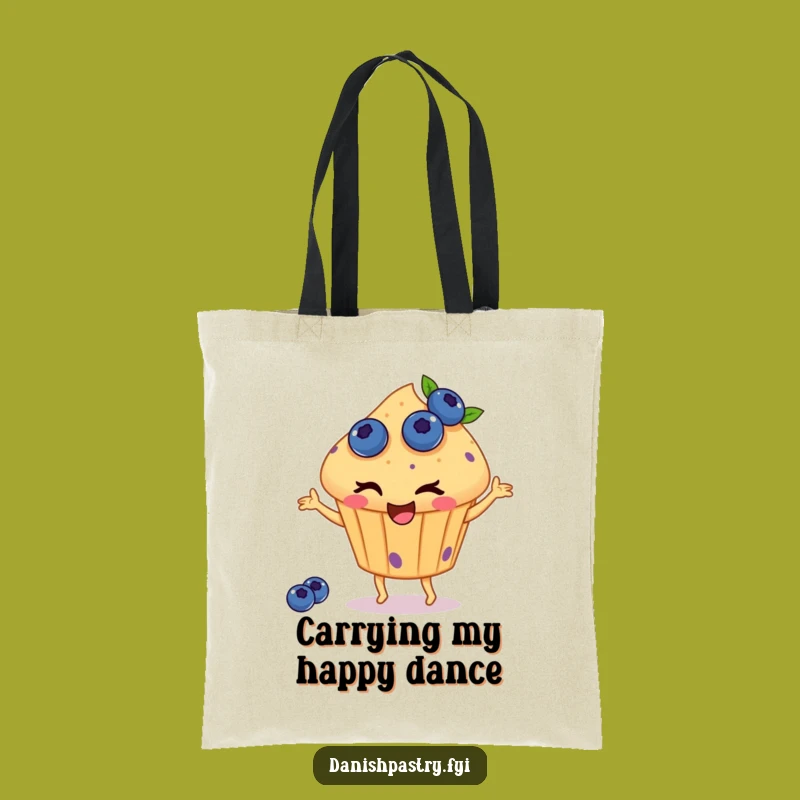 Funny Dancing Muffin Tote Bag - Carry Fun with Blueberries!