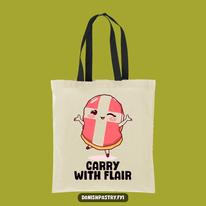 Funny Danish Flag Pastry Pirouette Tote Bag: Carry Playful Style, Gift