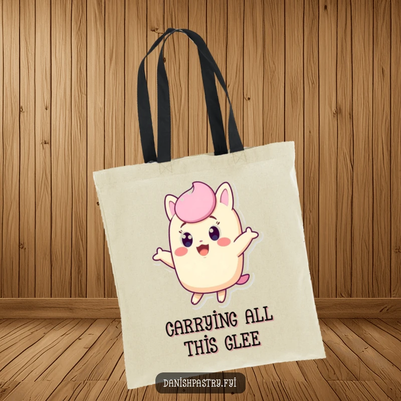 Funny Twinkie tote bag, excited character jumping, a cheerful and spacious funny gift bag.