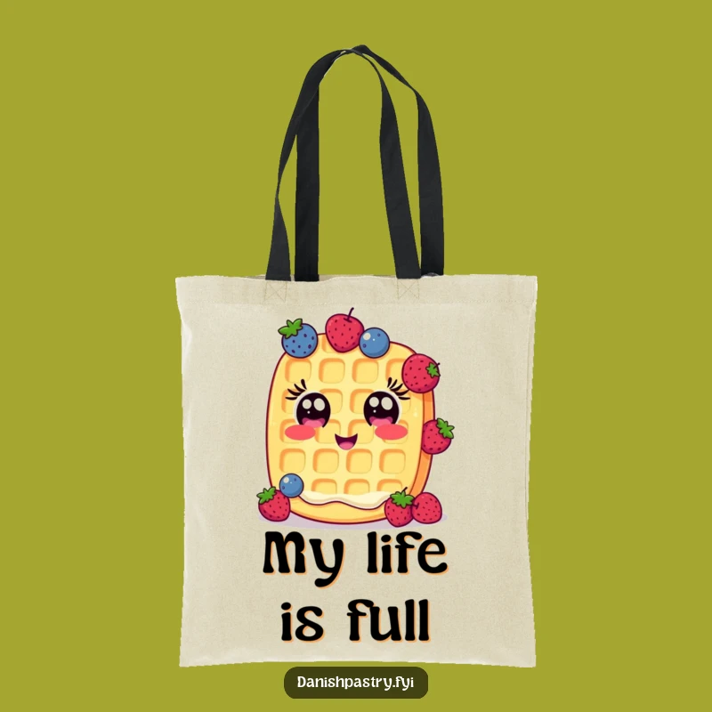 Funny Waffle Tote Bag: Cheerful Berry Juggler, Stylish and Hilarious Carry-all