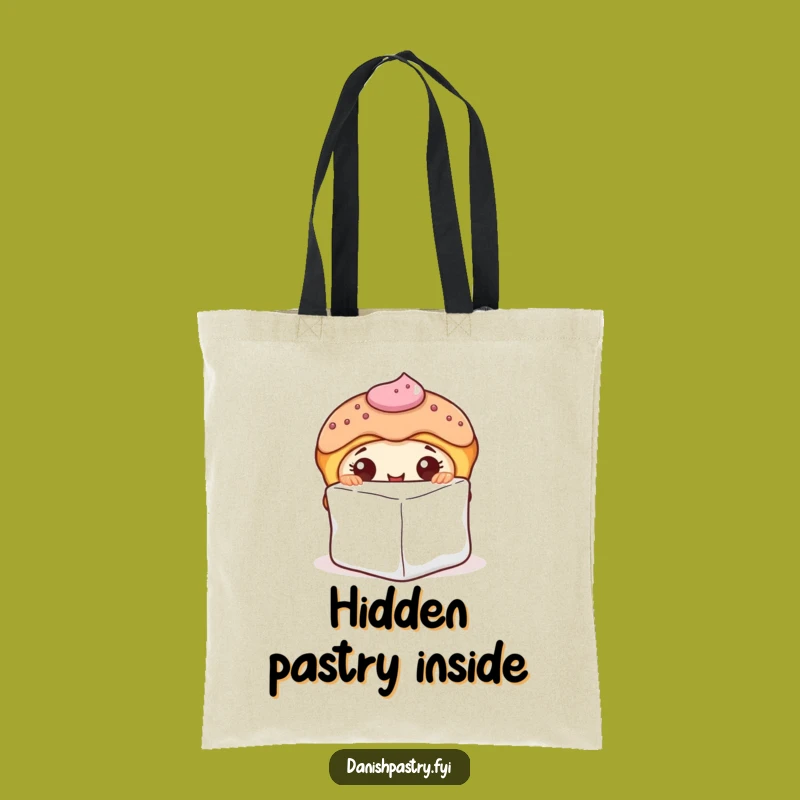 Funny Curious Danish Pastry Peeking Tote Bag - Stylish Sweet Carryall Gift